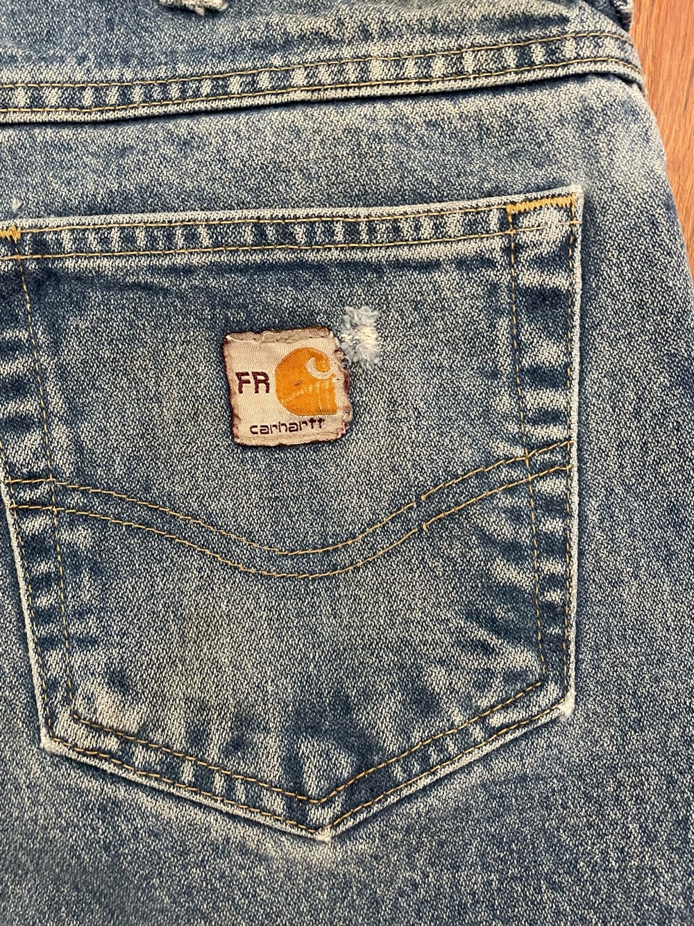 Carhartt Men’s Relaxed Denim Straight Jeans distressed workwear